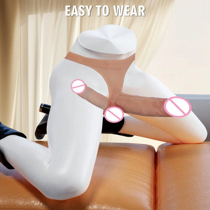 Double dildo Silicone double Penetration anal Strap on dildos For Lesbian Wearable chastity Pants Strapon Penis 18+Sex Toy women