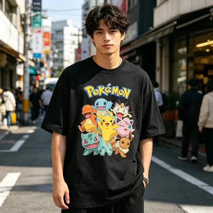 2026 Hot Sale Pokemon All Characters T-shirt Anime Cartoon Tee Men Women Casual Short Sleeve Summer Top for Fans Gift Cotton Top