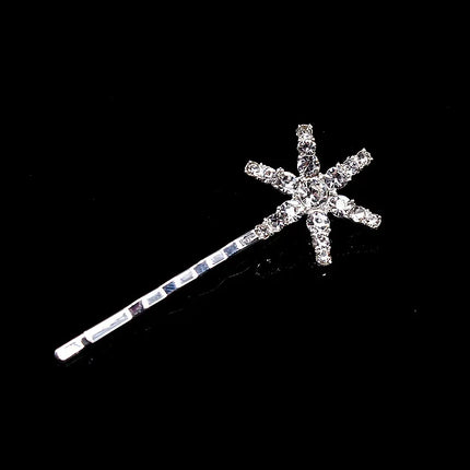 New Geometric Stars Moon Rhinestone Hair Clip Set Snowflake Star Bride Hairpins Women Side Clip Hair Barrettes Hair Jewelry Gift