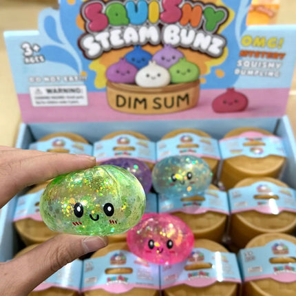 Hot Glitter Dumpling Squishy Maltose Series with Box Dumplings Sensory Squeeze Toy for Stress Relief Random Color