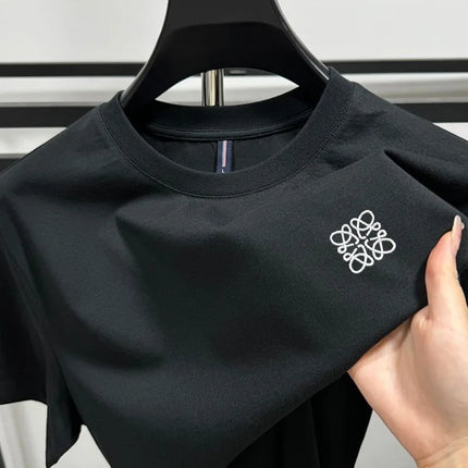 Luxury high-end standard embroidery 100% cotton men's summer casual fashion T-shirt brand fashionable high-quality short sleeved