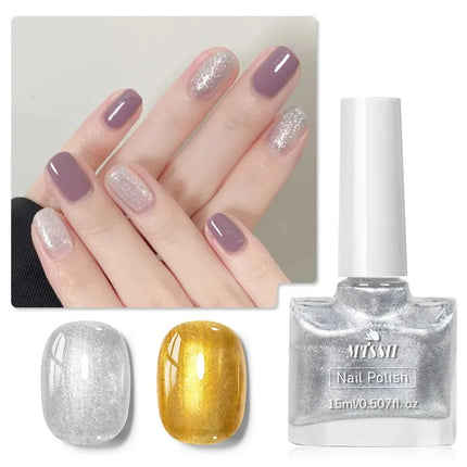 2Pcs/Set 15ml Red Brown Glass Bottle Gel Nail Polish Set NoWipe Top Soak Off UV LED Nail Lacquer Glitter Color Art Nail Polish