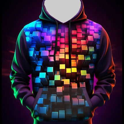 Graphic Color Block Men's Fashion 3D Print Hoodie Hoodies Long Sleeve Hooded Print Front Pocket Spring & Fall Hoodie Sweatshirt