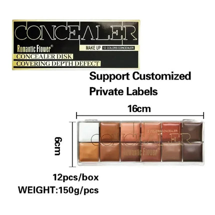 12 Color Concealer Palette Nude Contour Concealer Dark Skin Waterproof Full Coverage Foundation Makeup  Cover Face Foundation