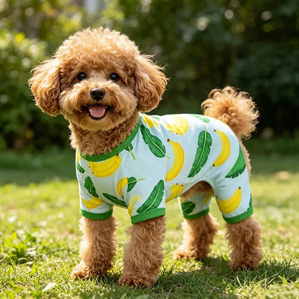 Dogs Pajamas Cute Banana Leaf for Small Dogs Soft Material Stretchable four-legged pet jumpsuit Indoor Pet Loungewear