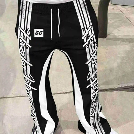 Y2k Flared Pants Men Loose 3D Print Trousers Casual Sweatpants Mid Waist Sporty Female Clothes Streetwear Hip Hop Vintage Pants