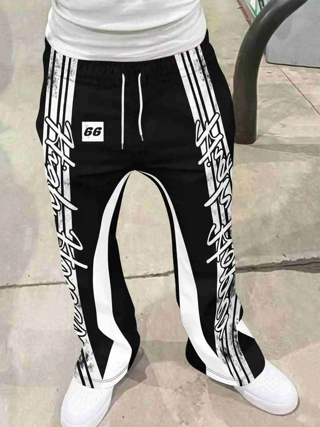 Y2k Flared Pants Men Loose 3D Print Trousers Casual Sweatpants Mid Waist Sporty Female Clothes Streetwear Hip Hop Vintage Pants