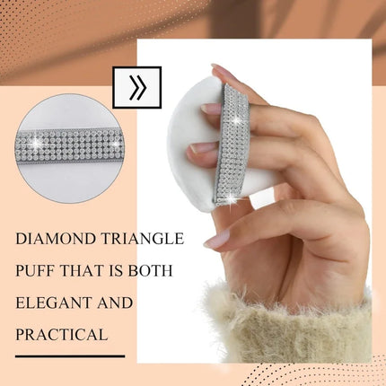 3Pcs Diamond Triangle Powder Puff Face Soft Makeup Tool Rhinestone Soft Smooth Sponge Velvet Makeup Sponge Cosmetics Accessories