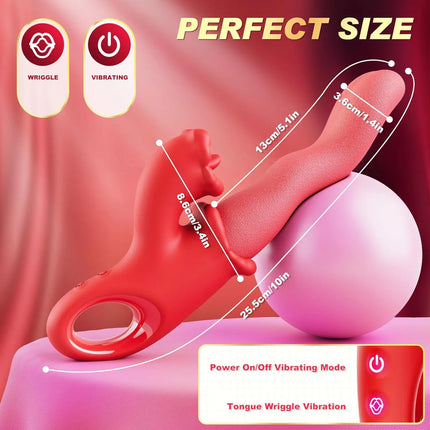 G Spot Rabbit Vibrator Tongue Scroll 10 Licking Vibrating ModeClit Nipples Stimulator Female Vagina Massager Rose Adult Sex Toy