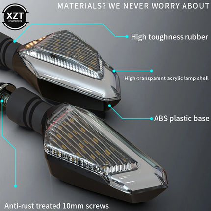 2Pcs Motorcycle LED Turn Signal Lamps Left Right Signals Daytime Running Lights Indicators Blinkers Universal for Honda Kawasaki