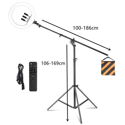 SH Ring Light 18inch Kit 36W 6500K Professional LED Control Stand Phone Holder Tube  Bag for Tattoo Lash Extension Barber Light