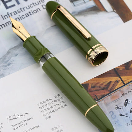MAJOHN P140 Transparent Fountain Pen Sun Nib Metal Copper Piston Light Resin Body PK X159 9019 Stationery School Supplies