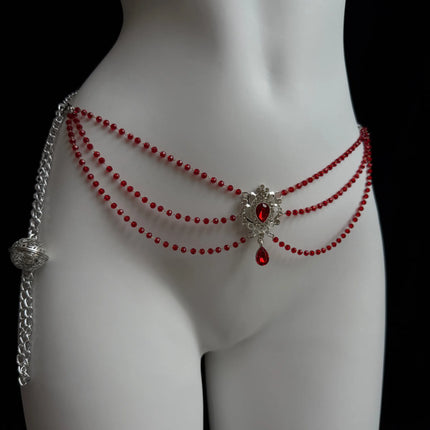 Sexy Red Gemstone Collar BDSM Restraints Bow-Shaped Nipple Clamps Body Chains Sexy Accessories for Women Adult Sex Toys 18+