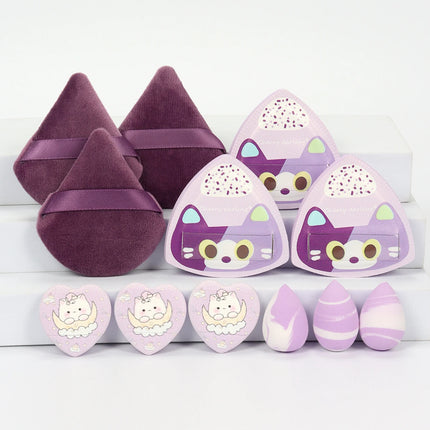 Rice Ball Cat 12-Piece Set, Expands When Exposed to Water, Dual-Use for Wet and Dry, Makeup Sponge Suitable for All Skin Types