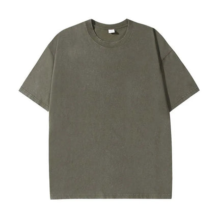 Summer 230g Retro Heavyweight Pure Cotton Round Neck T-shirt Custom Washed Loose Short Sleeved Oversize Men Top