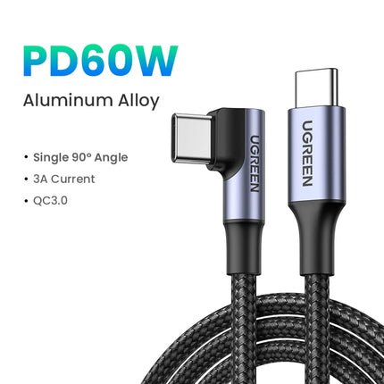UGREEN 90 Degree PD100W USB C to USB C Charging Cable for iPhone 17 Samsung MacBook iPad Quick Charger 4.0 PD Fast Charging Cord