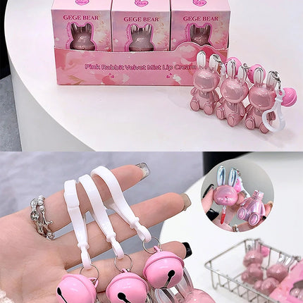 Gege Bear Pink Rabbit Velvet Matte Lip Cream Black Rabbit Water light lip glaze matte mirror pendant lipstick lip gloss