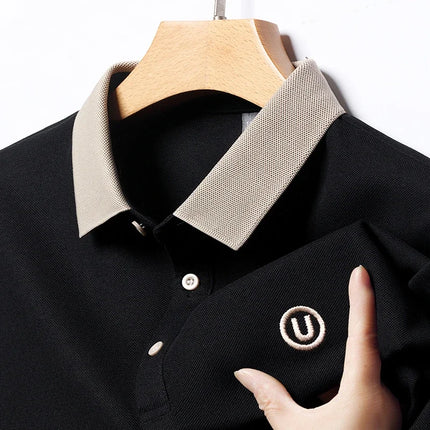 2024 Men's New Embroidered Cotton Business Casual Short Sleeve POLO Shirt Fashion Short Sleeve Comfortable and Breathable Top