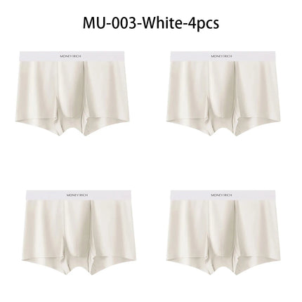 Men's 4-Pack Moisture-Wicking Quick-Drying Seamless Antibacterial Boxer Briefs High Elasticity Non-Slip Sports Underwear