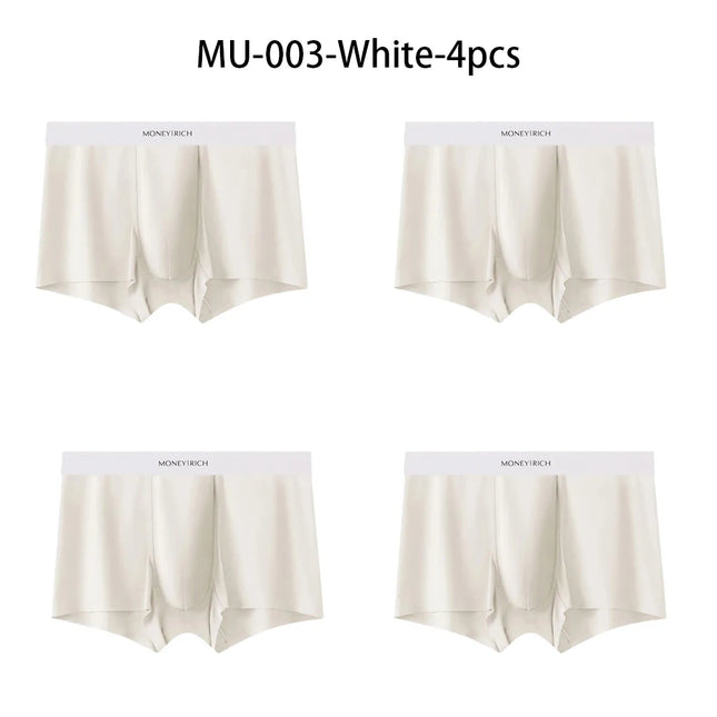Men's 4-Pack Moisture-Wicking Quick-Drying Seamless Antibacterial Boxer Briefs High Elasticity Non-Slip Sports Underwear