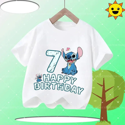 2026 Fashion Kids T-Shirt, Stitch Cartoon Print Short Sleeve Tops, Casual Round Neck Tees for Boys & Girls