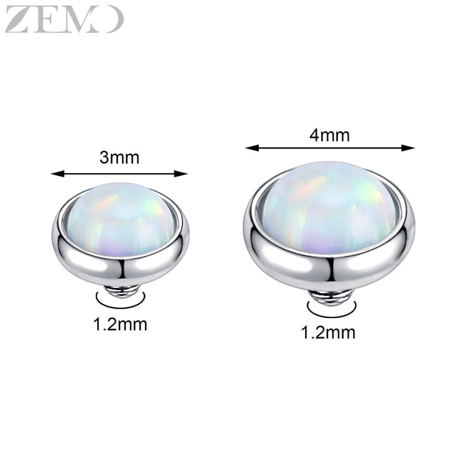 ZEMO 1 Piece 16G Stainless Steel Dermal Anchor Top 3MM/4MM Colorful CZ Crystal Micro Skin Diver Piercings Surface Body Piercing