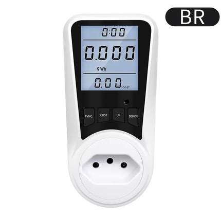220V Digital Wattmeter AC EU Power Meter LCD Electricy Consumption Meter Socket Wattage Kwh Energy Test FR US BR Power Analyzer