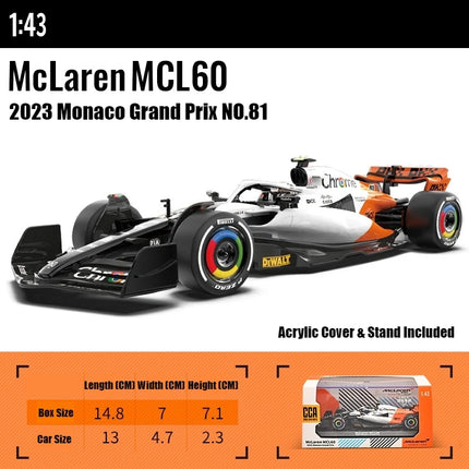 1/43 McLaren MCL60 F1 Racing Toy Car Formula 1 CCA Diecast Vehicle Miniature Free Wheels Display Collection For Children Boys