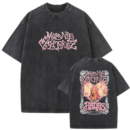 Washed Oversized T-shirt Melanie Martinez Heads Album Men Women Short Sleeve Harajuku Fashion Short Sleeve T-shirt Streetwear