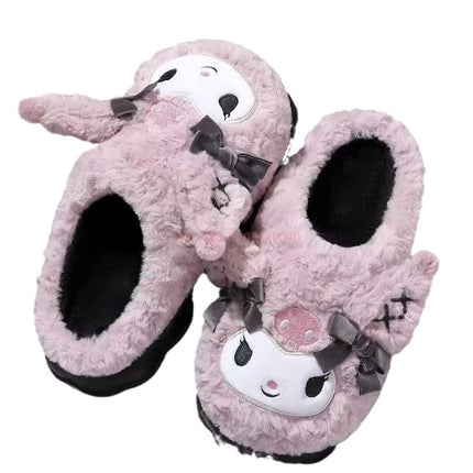 Hot Kuromi Cotton Slippers For Women'S Autumn And Winter Shoes Home Anti Slip Cute Cartoon Cotton Shoes Thickened Slippers Xmas