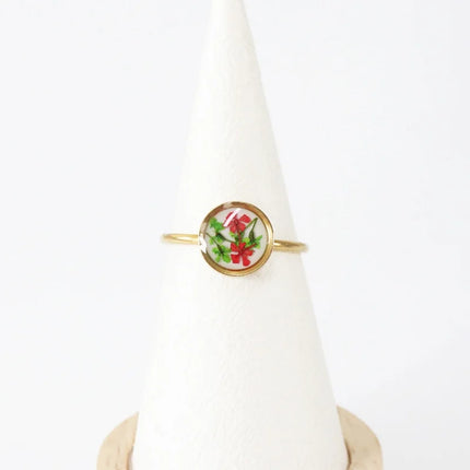 Wency Stainless Steel Dried Flower Round Rings For Women Eternal Flower Open Finger Ring Jewelry Wedding Band Gift Wholesale New