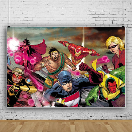 Marvel Superhero Photography Backdrop Banner Avengers Theme Party Kids Birthday  Party Studio Room Decor Custom Background