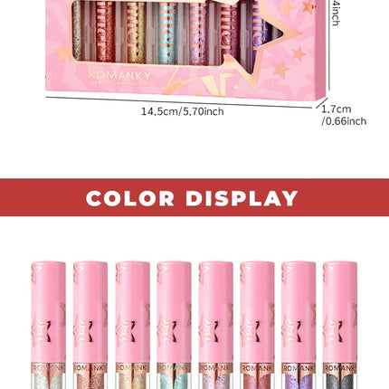 Glitter Liquid Eyeliner Pencil SET Flash Dazzling Eyeshadow Pearlescent Outline Pen Long Lasting No Smudge Women's Makeup Gifts