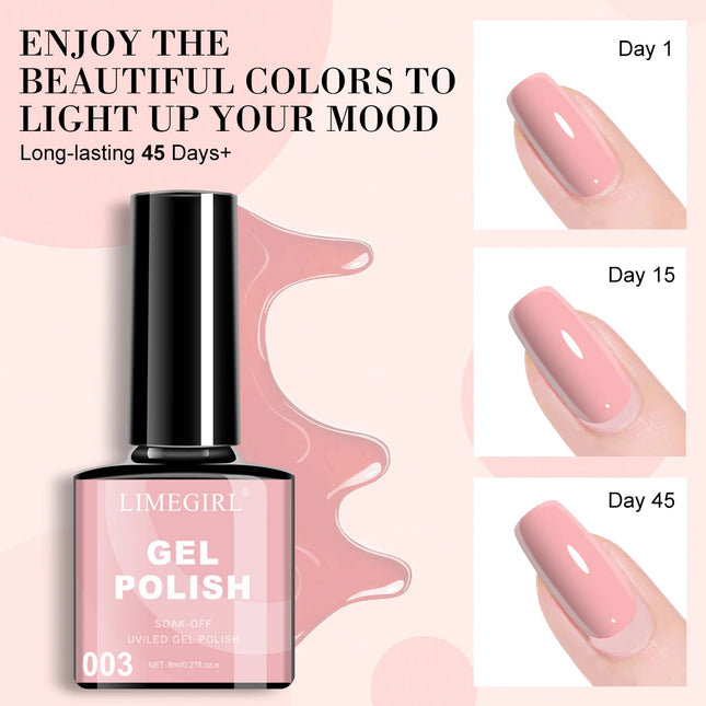 LIMEGIRL 8ML Nail Gel Polish Nail Supplies Vernis Semi Permanent Nail Art Manicure Soak Off LED UV Gel Nail Varnishes