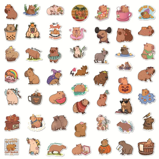 10/30/50PCS Cute Capybara PVC Sticker Aesthetic Decoration Scrapbooking Sketchbook Korean Stationery School Supplies