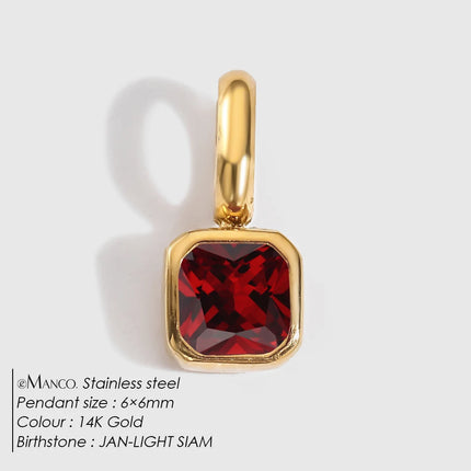 eManco 14K Gold Plated Octagon Metal Charms Stainless Steel Birthstone Pendant  for DIY Necklace Bracelet Jewelry