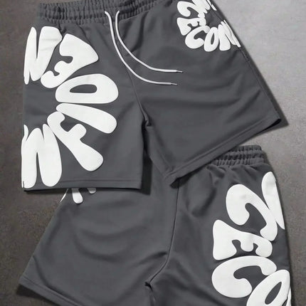2026 Quick Drying American Street Style Letter Printed Casual Men's Sports Shorts