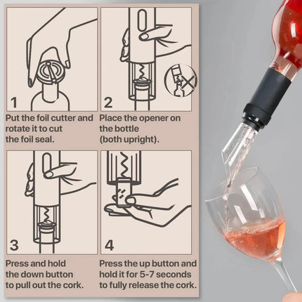 HOMEFISH Electric Wine Bottle Opener Automatic Red Wine Corkscrew Rechargeable Wine Opener Wine Tools Kitchen Products