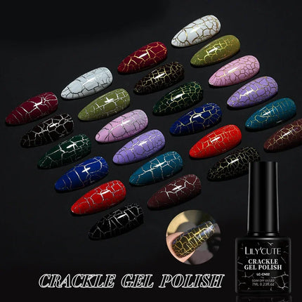 7ml Crackle Gel Nail Polish Cracking Nail Gel Quick Dry Nail Art Varnishes Hybrid Semi Permanent Soak Off Base Top Coat tool