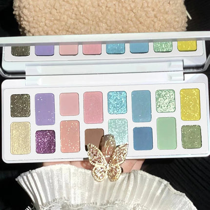 DIKALU 16 Color Eyeshadow Palette Professional Women Makeup Long-Lasting Pearly Shiny Pink Blue Green Eye Shadow Palette Glitter