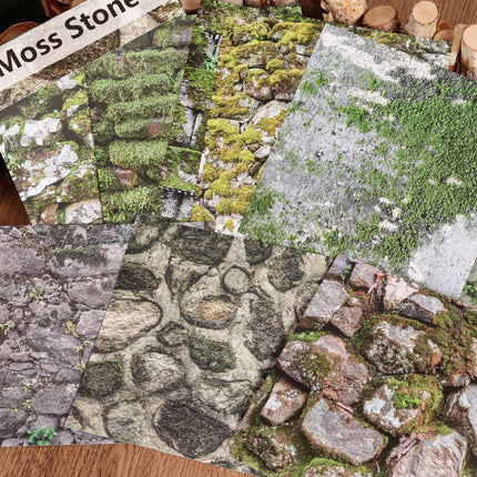 12sheets Stone Wall Landscape Background Large Size Self-adhesive Scrapbook Sticker, for Background Pad, Scrapbooking Supplies