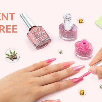 SAVILAND 12 Color Pastel Nail Polish Set Quick Dry Non Gel Formula with Castor Oil Base Top Glossy Coat for Manicure Art