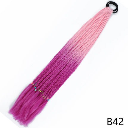 AZQUEEN Synthetic Gradient Color Dirty Braided Ponytail 60CM Elastic Rubber Band Braiding Pony Tail Hair Extensions For Girls
