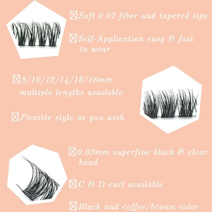 DIY Clusters Eyelash Extension Segmented Lashes Dramatic Lash Bundles Soft Ribbon False Eyelashes Makeup Cils