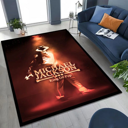 Fashion MJ Michael Jackson King of Pop Art Rug for Bedroom Living Room Sofa Home Doormat Decor, Large Kids Non-slip Floor Mat