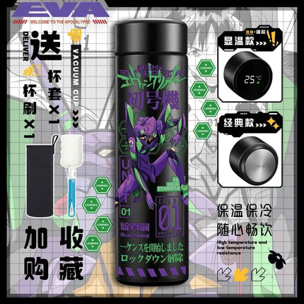 500ml Neon Genesis Evangelion Cute Anime Peripheral Insulated Water Bottle Creative 304 Stainless Steel Thermos Cup Student Gift