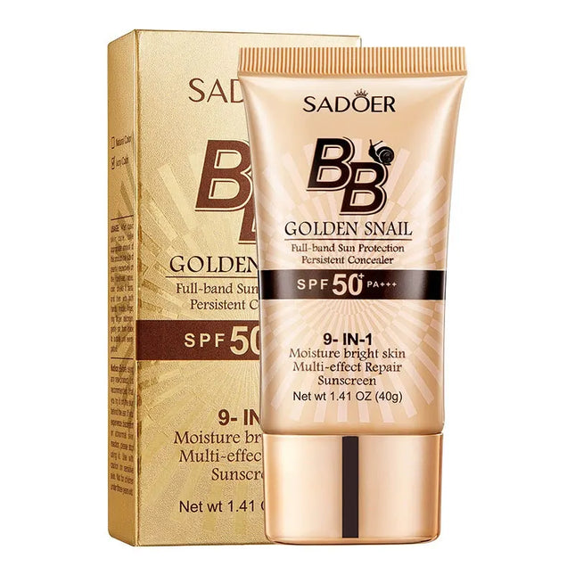 SPF50+ Gold Snail Sunscreen BB Cream Whitening Foundation Concealer Moisturizing Long Lasting Even Skin Tone Makeup Base Primer