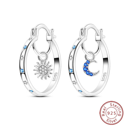 Real 925 Sterling Silver Star Earrings For Women Sparkling Zircon Ear Studs Luxury Fine Engagement Wedding Jewelry Gift For Girl
