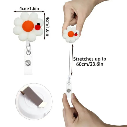 1pcs New Resin Flowers Retractable Nurse Badge Reel Cute Floral Girls Students Doctor ID Card Holder Keys Lanyard