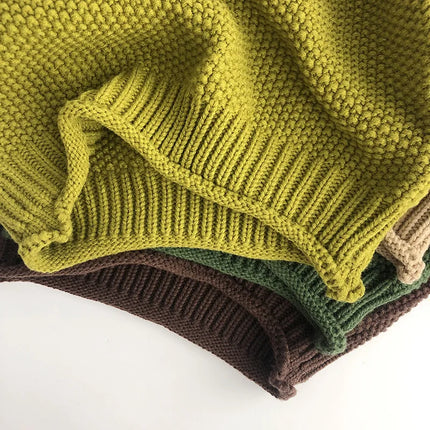 MILANCEL Winter Korean Style Kids Sweater Vintage Boys Knitwear Solid Turtleneck Girls Sweaters Coat
